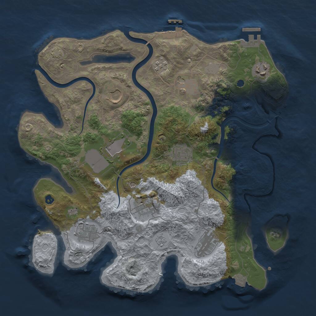 Rust Map: Procedural Map, Size: 3500, Seed: 1628797931, 15 Monuments