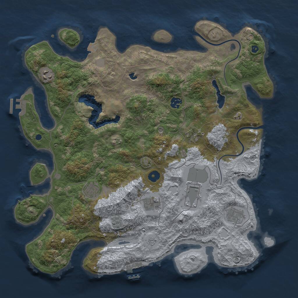 Rust Map: Procedural Map, Size: 4000, Seed: 725638322, 14 Monuments
