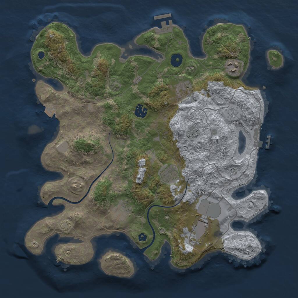 Rust Map: Procedural Map, Size: 3500, Seed: 150147945, 13 Monuments