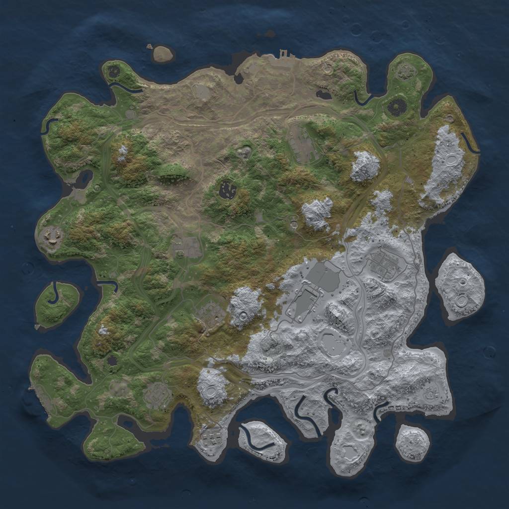 Rust Map: Procedural Map, Size: 4250, Seed: 2039816941, 16 Monuments