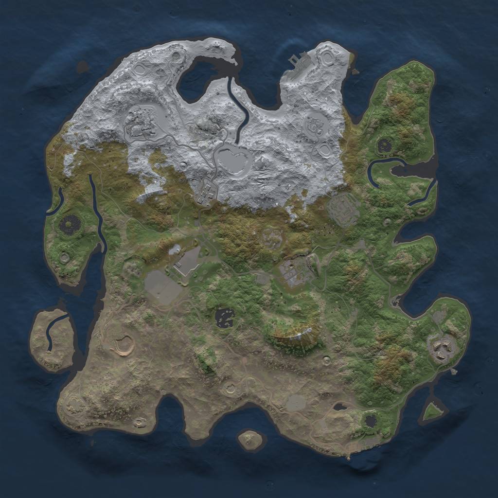 Rust Map: Procedural Map, Size: 3600, Seed: 420420420, 15 Monuments
