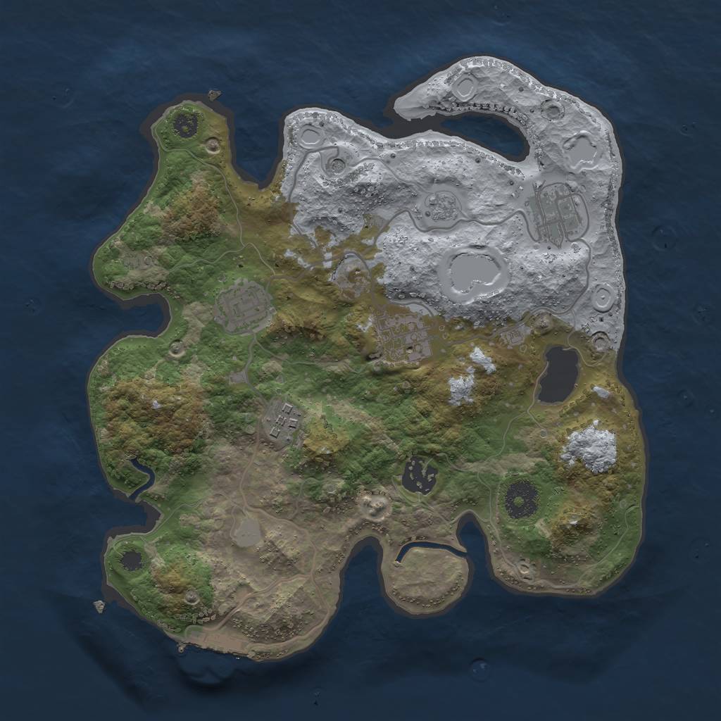 Rust Map: Procedural Map, Size: 3000, Seed: 176921, 11 Monuments