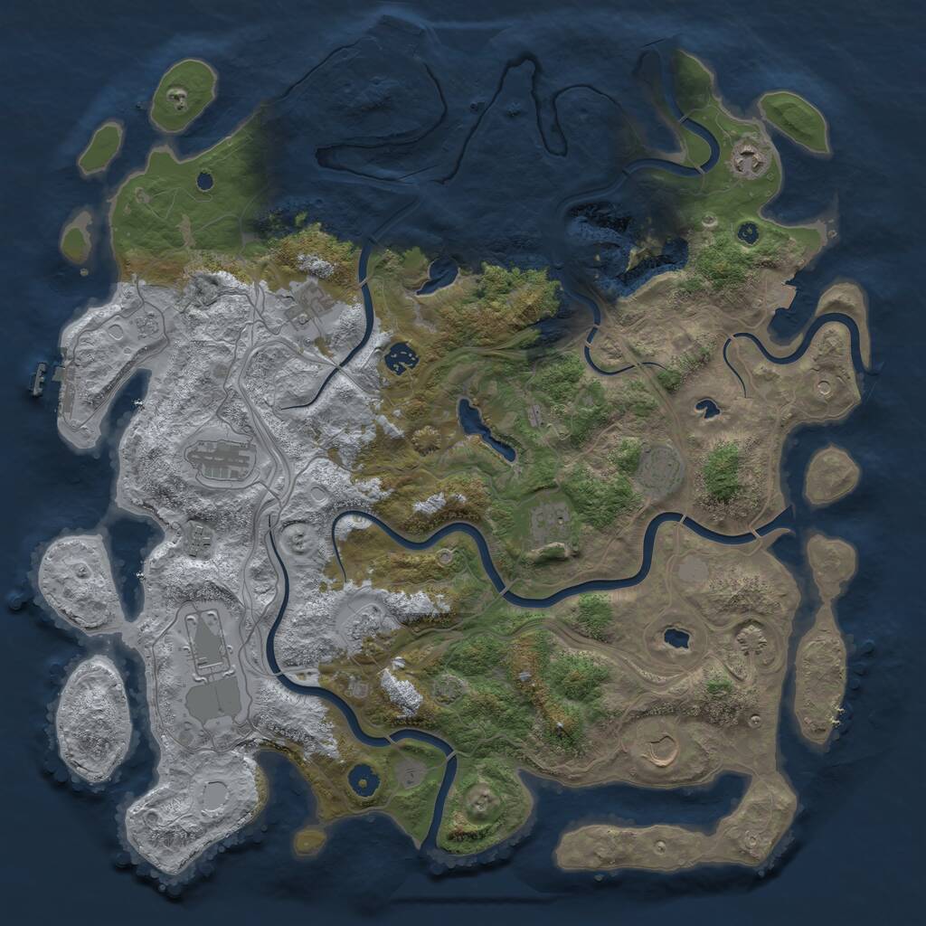 Rust Map: Procedural Map, Size: 4500, Seed: 872, 16 Monuments