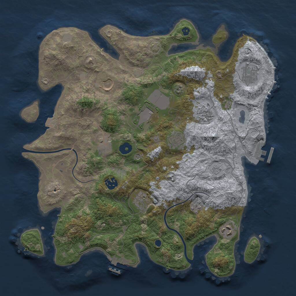Rust Map: Procedural Map, Size: 3700, Seed: 489288891, 16 Monuments