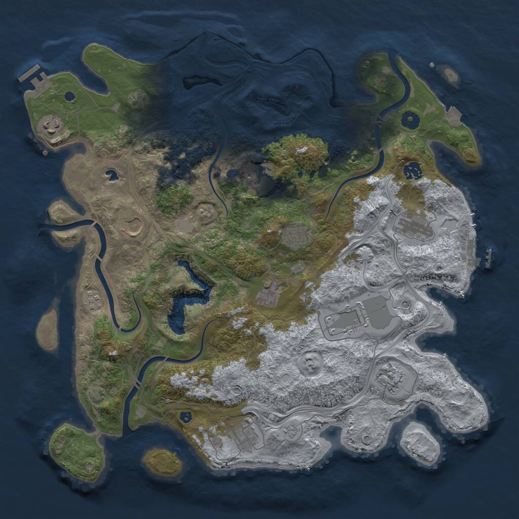 Rust Map: Procedural Map, Size: 4250, Seed: 45632198, 17 Monuments