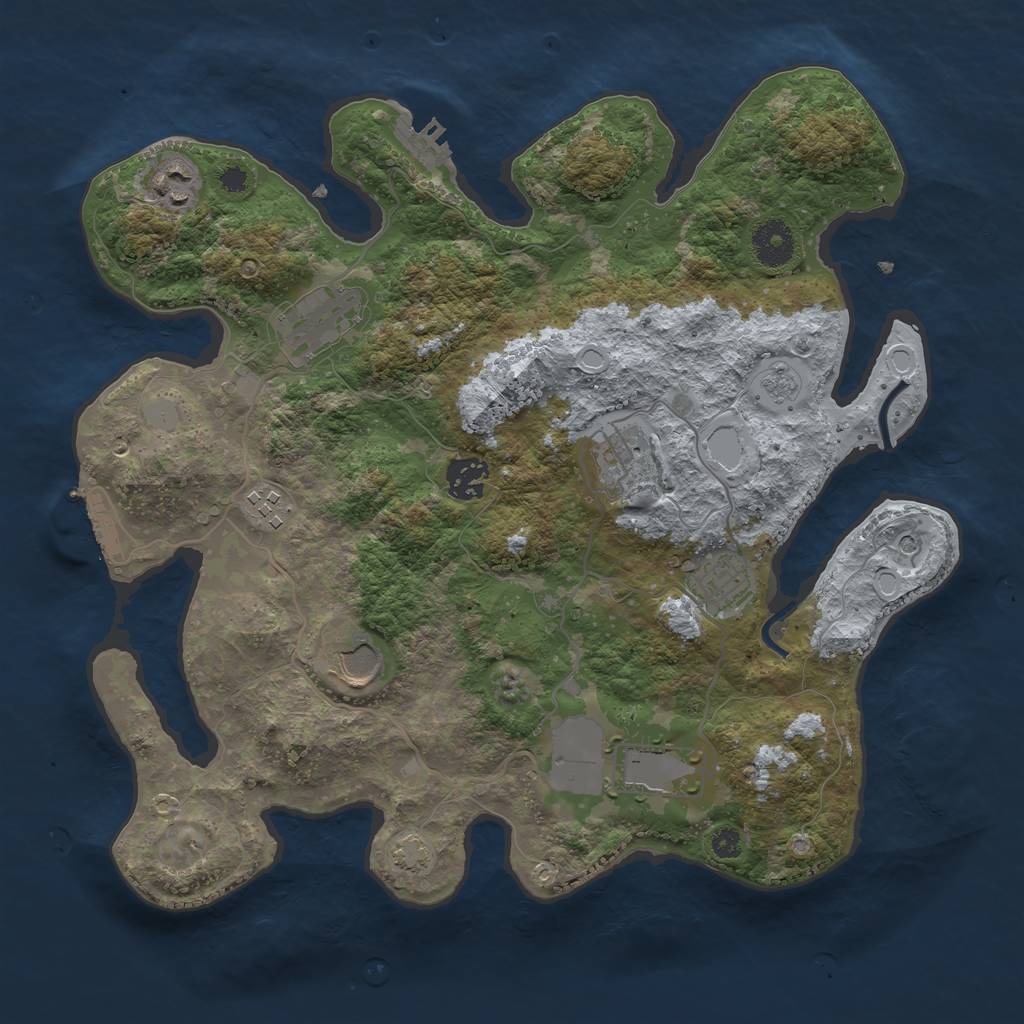 Rust Map: Procedural Map, Size: 3500, Seed: 153683453, 15 Monuments