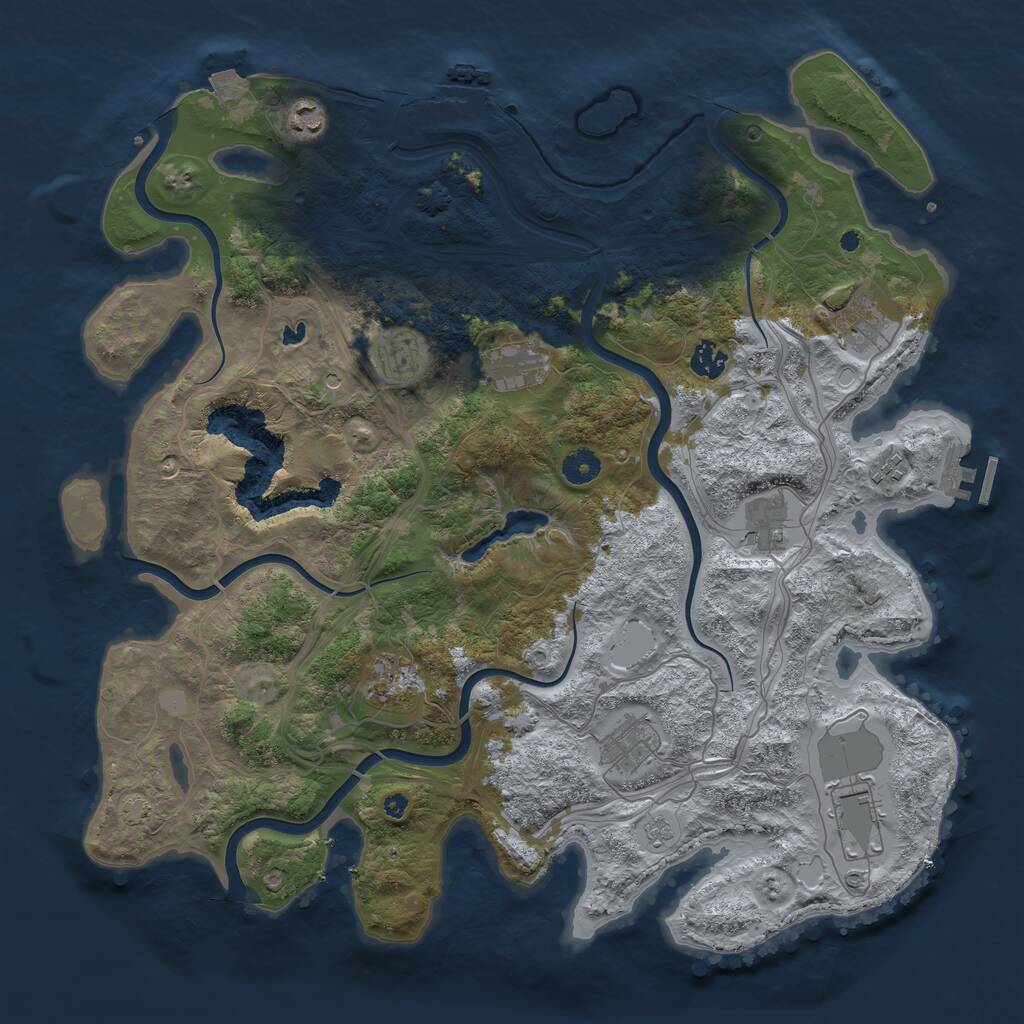 Rust Map: Procedural Map, Size: 4250, Seed: 833578, 16 Monuments