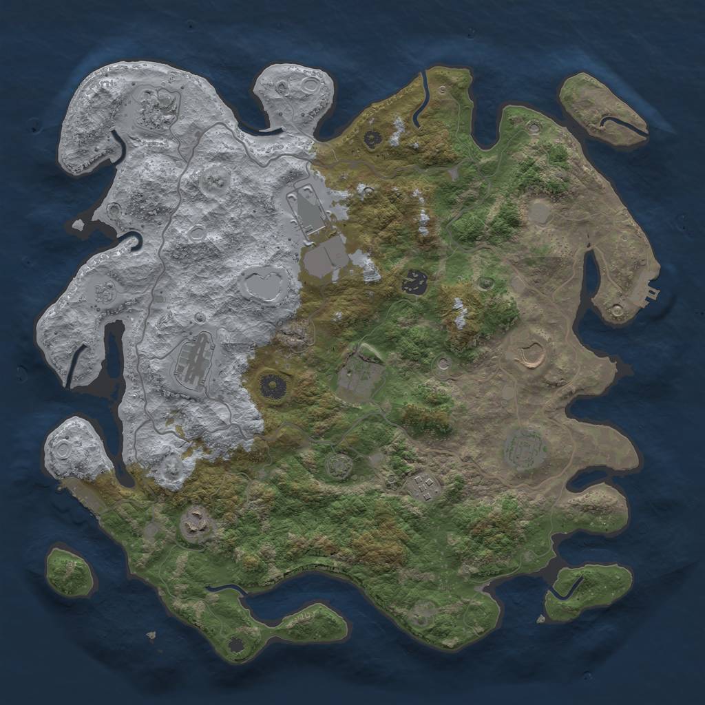 Rust Map: Procedural Map, Size: 4100, Seed: 869704406, 16 Monuments