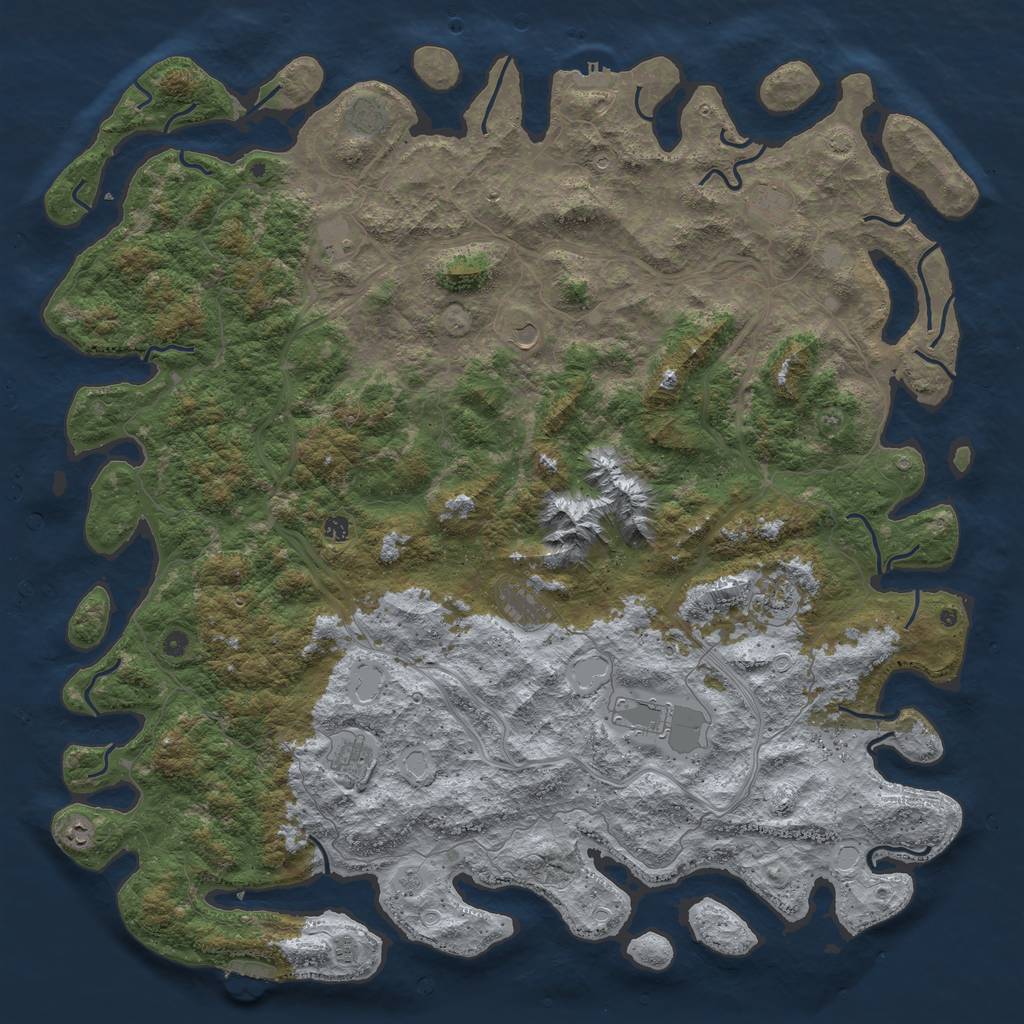 Rust Map: Procedural Map, Size: 6000, Seed: 376099391, 18 Monuments