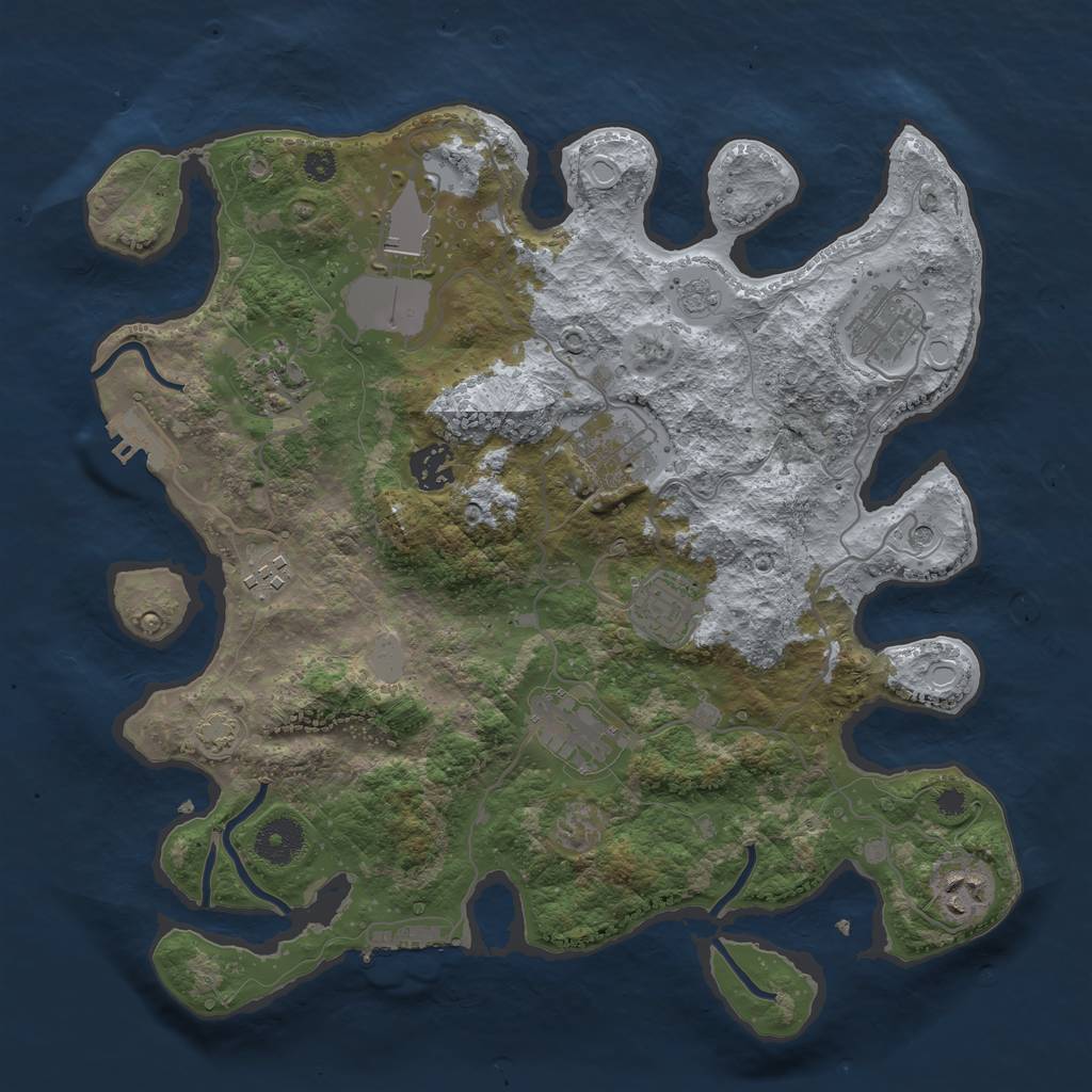 Rust Map: Procedural Map, Size: 3500, Seed: 2102973004, 16 Monuments