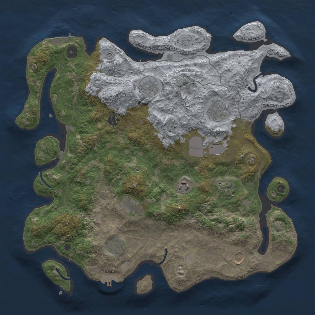 Rust Map: Procedural Map, Size: 4000, Seed: 296204571, 17 Monuments