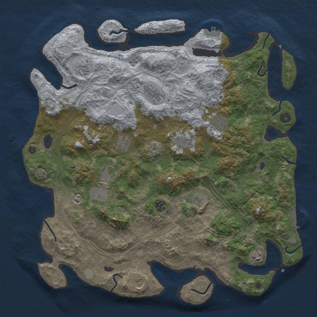 Rust Map: Procedural Map, Size: 4500, Seed: 839705255, 18 Monuments