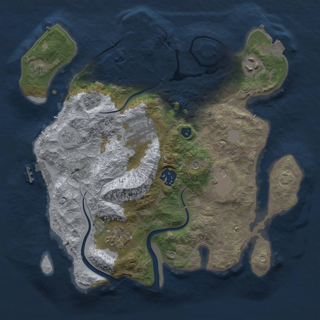 Rust Map: Procedural Map, Size: 3000, Seed: 36541, 12 Monuments