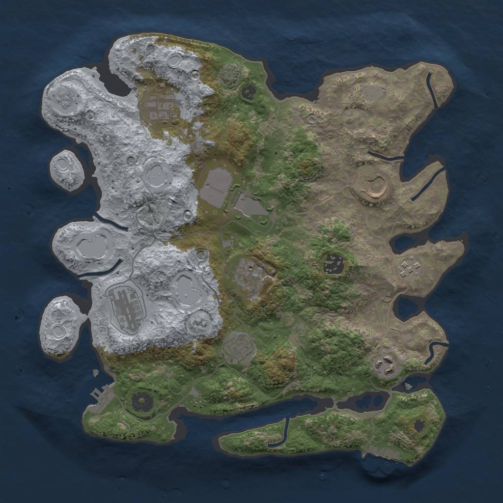 Rust Map: Procedural Map, Size: 3500, Seed: 27447, 16 Monuments