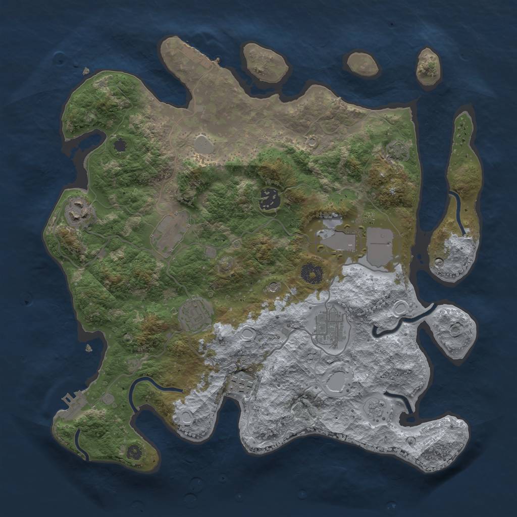 Rust Map: Procedural Map, Size: 3500, Seed: 643936310, 14 Monuments