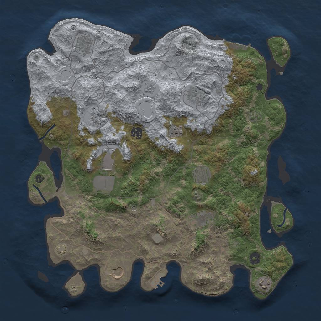 Rust Map: Procedural Map, Size: 4000, Seed: 2137610149, 18 Monuments