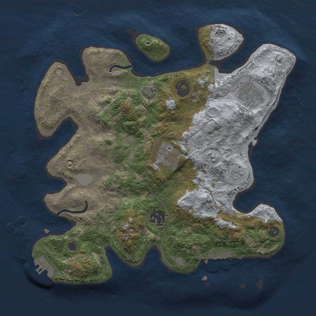 Rust Map: Procedural Map, Size: 3000, Seed: 70096023, 10 Monuments
