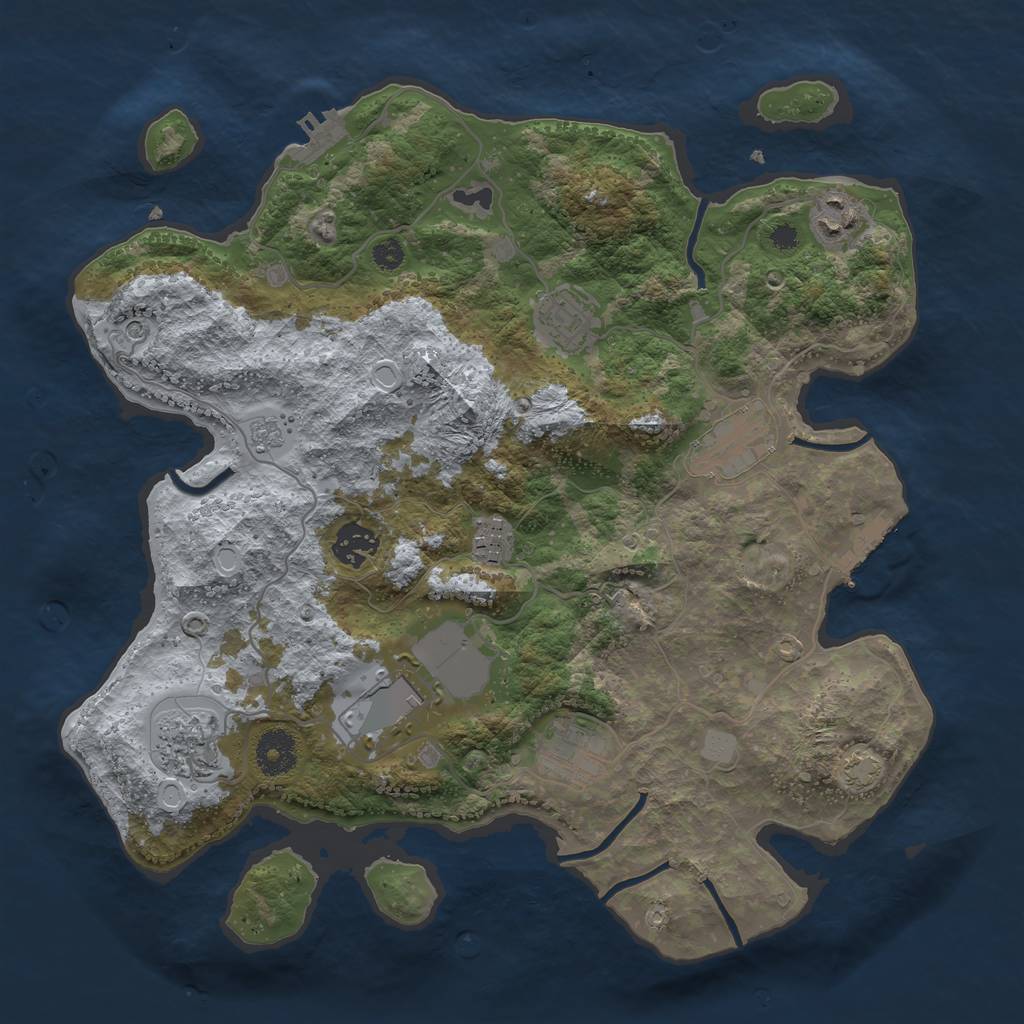 Rust Map: Procedural Map, Size: 3500, Seed: 66772272, 15 Monuments