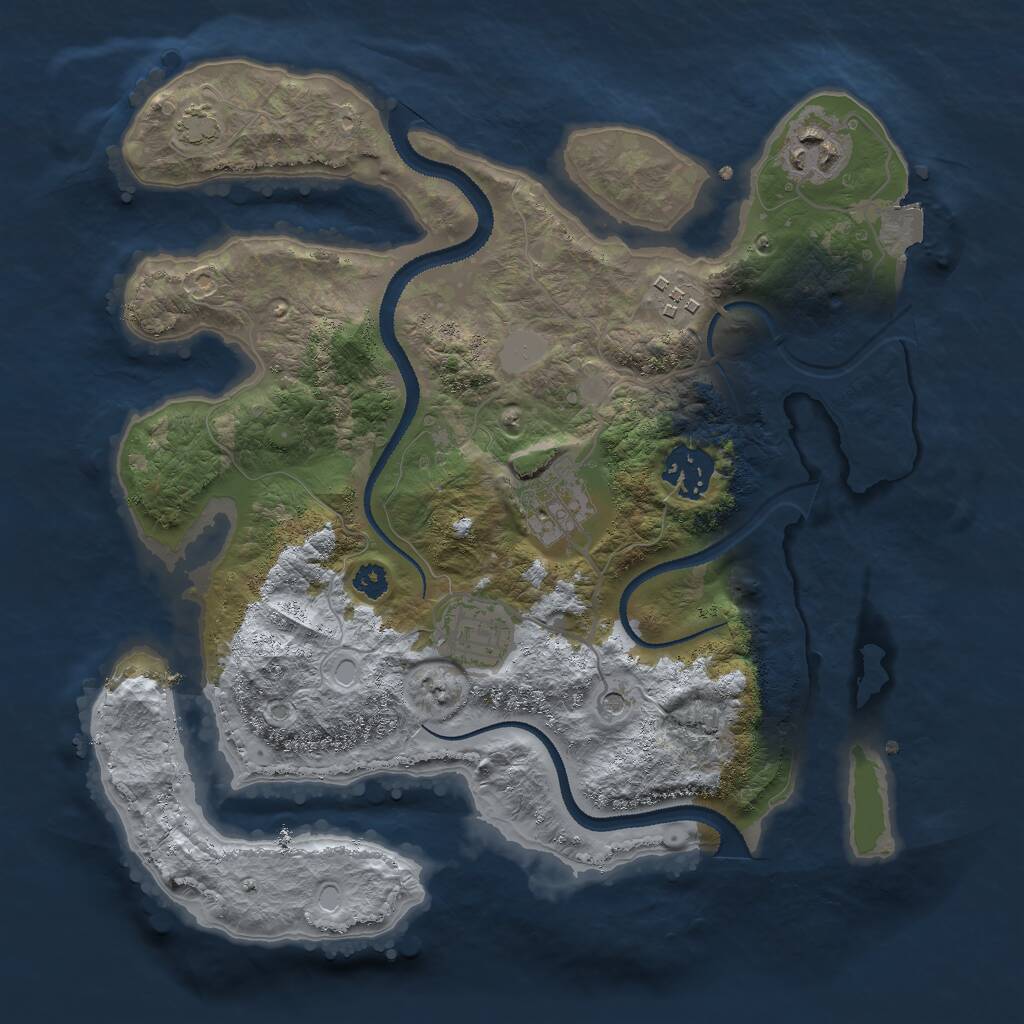Rust Map: Procedural Map, Size: 3000, Seed: 2074213534, 8 Monuments