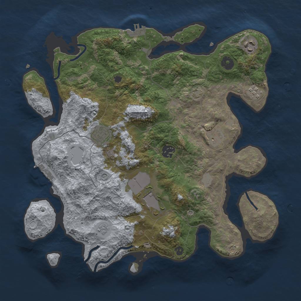 Rust Map: Procedural Map, Size: 3500, Seed: 165319058, 13 Monuments