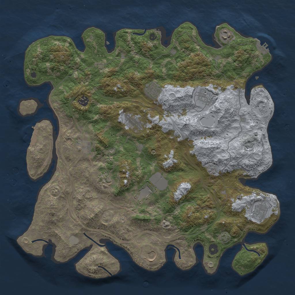 Rust Map: Procedural Map, Size: 4250, Seed: 1393262964, 18 Monuments