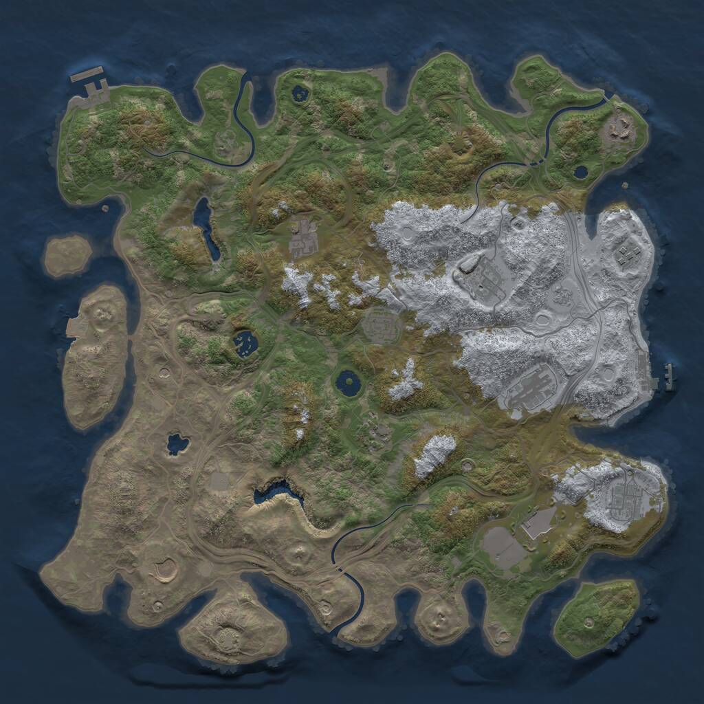 Rust Map: Procedural Map, Size: 4250, Seed: 1393262964, 17 Monuments