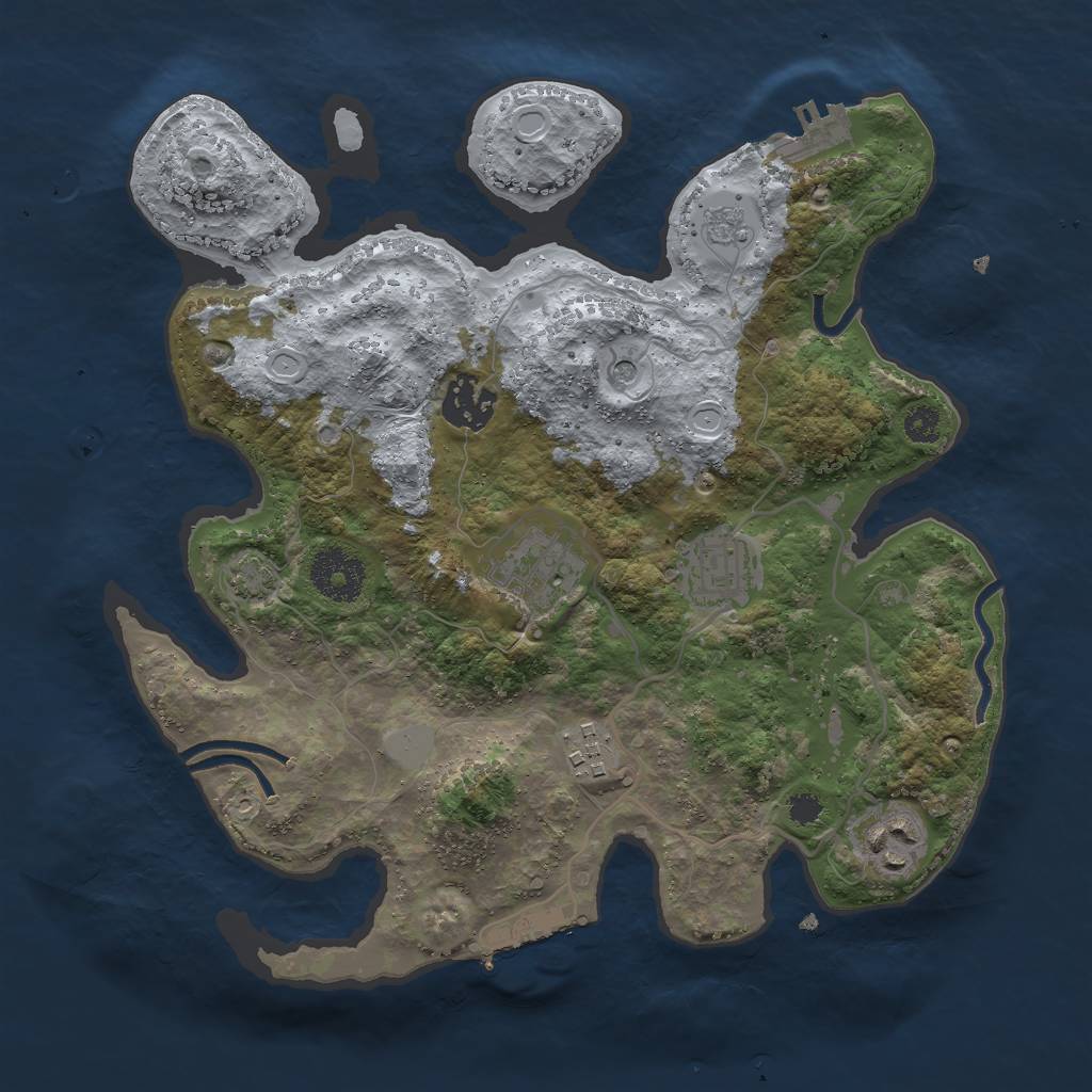 Rust Map: Procedural Map, Size: 3000, Seed: 23717, 12 Monuments
