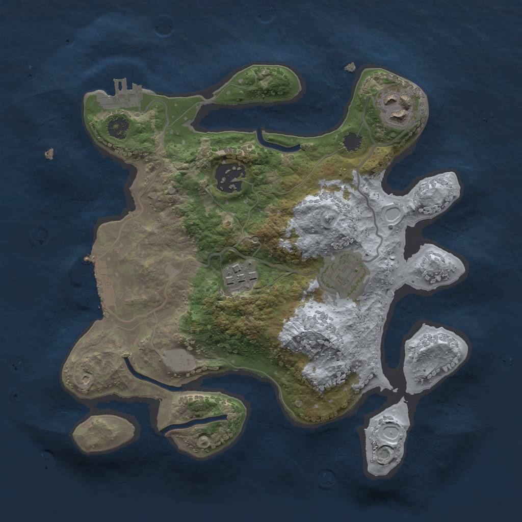 Rust Map: Procedural Map, Size: 2500, Seed: 9984561, 9 Monuments