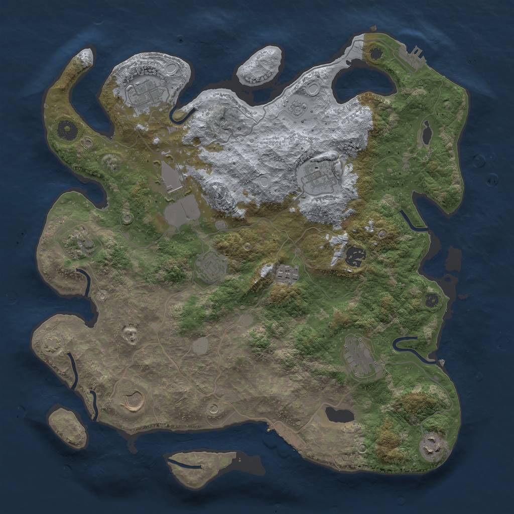 Rust Map: Procedural Map, Size: 3800, Seed: 596337312, 17 Monuments