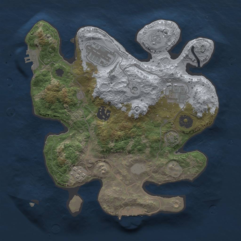 Rust Map: Procedural Map, Size: 2600, Seed: 1207415135, 12 Monuments