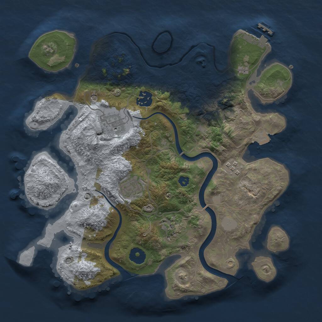 Rust Map: Procedural Map, Size: 3000, Seed: 1954016385, 9 Monuments