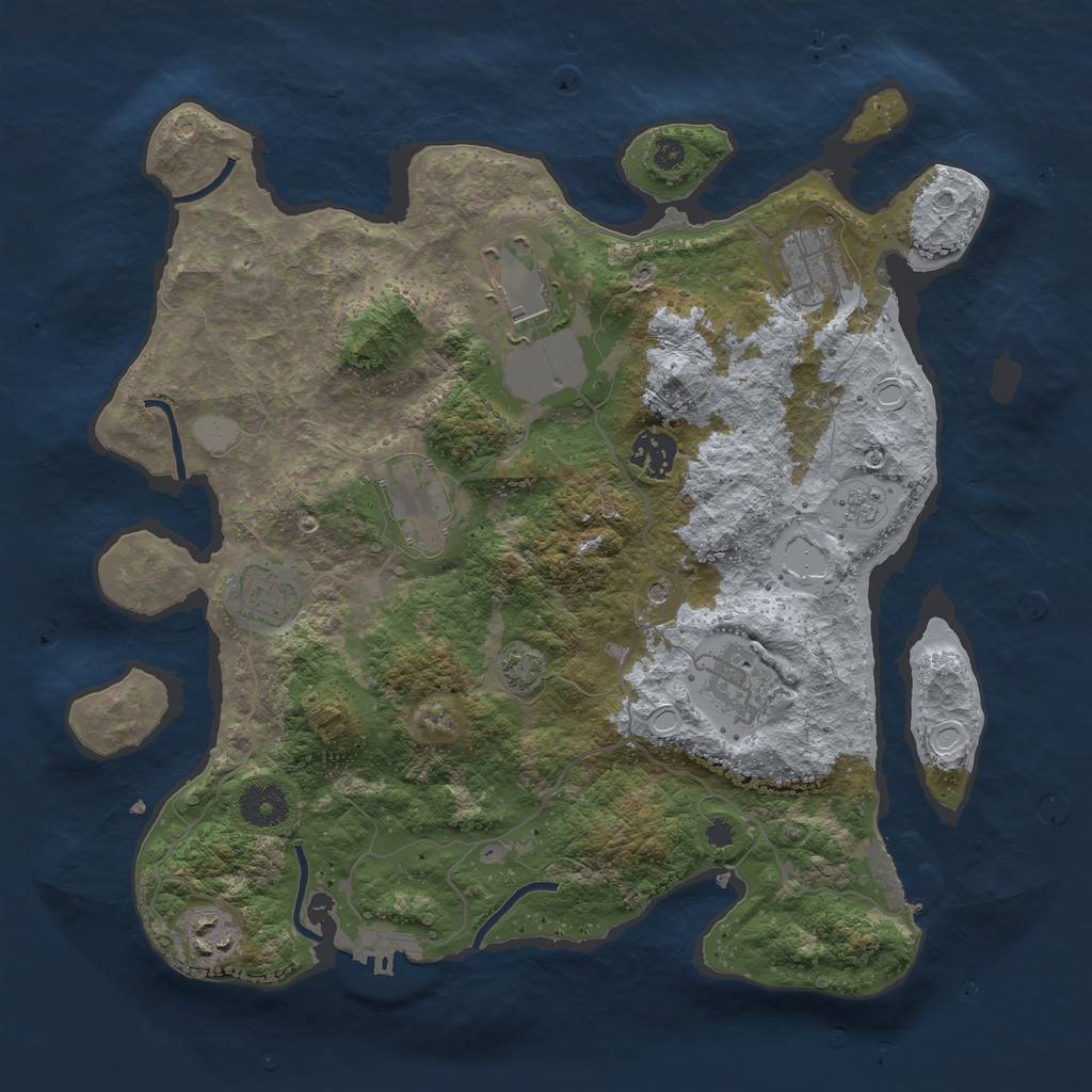 Rust Map: Procedural Map, Size: 3500, Seed: 1014822397, 14 Monuments