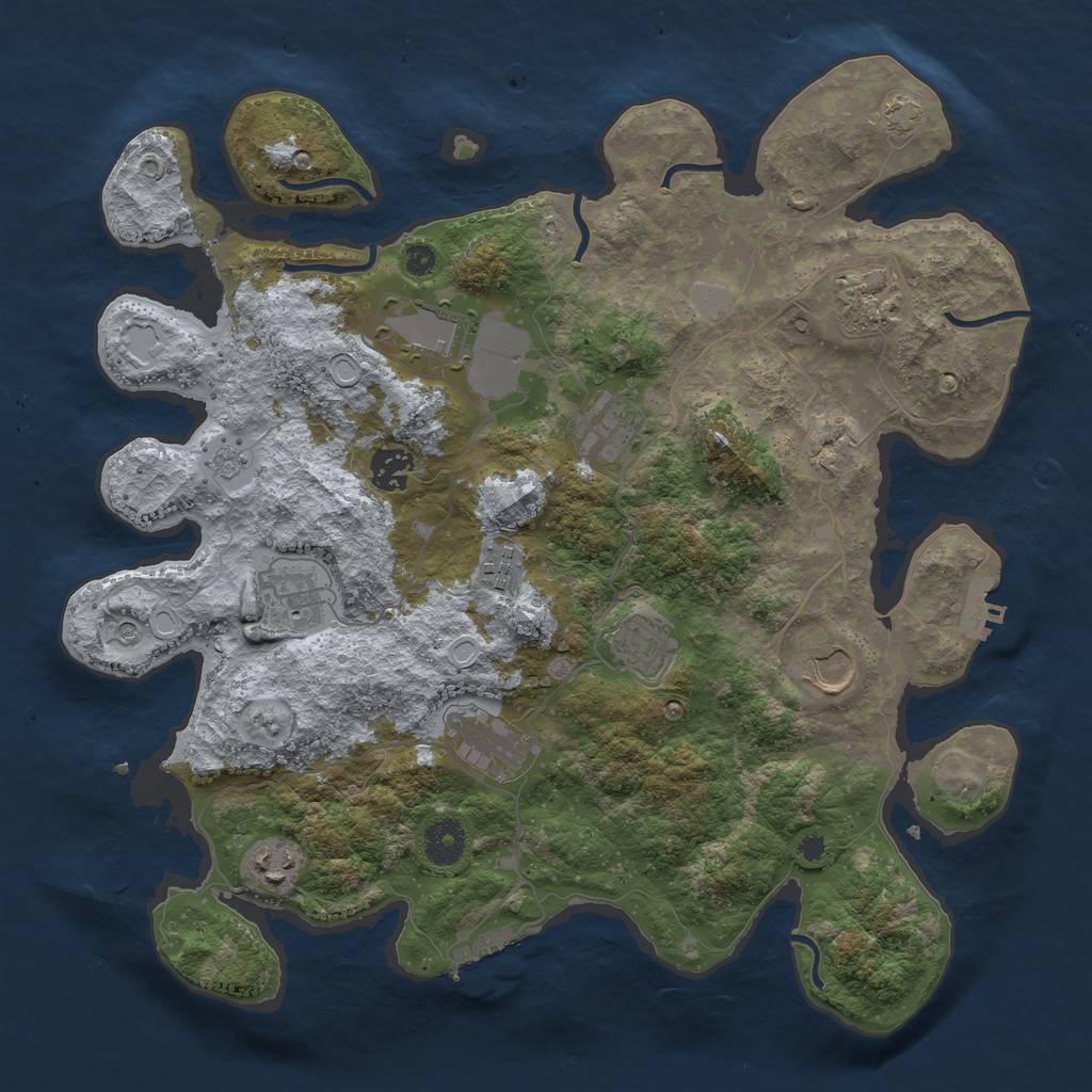 Rust Map: Procedural Map, Size: 3700, Seed: 61921164, 17 Monuments