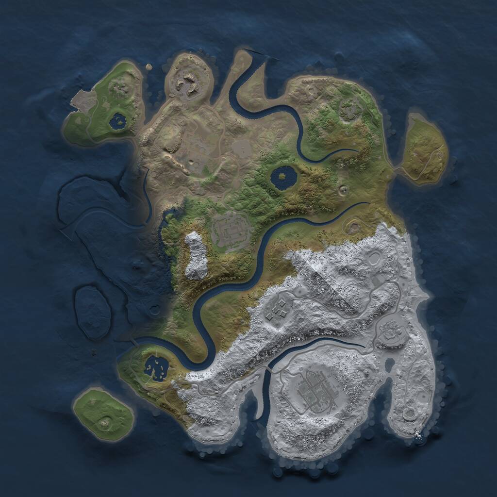 Rust Map: Procedural Map, Size: 3000, Seed: 1673, 10 Monuments