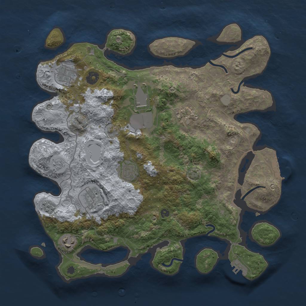 Rust Map: Procedural Map, Size: 3500, Seed: 75002052, 14 Monuments