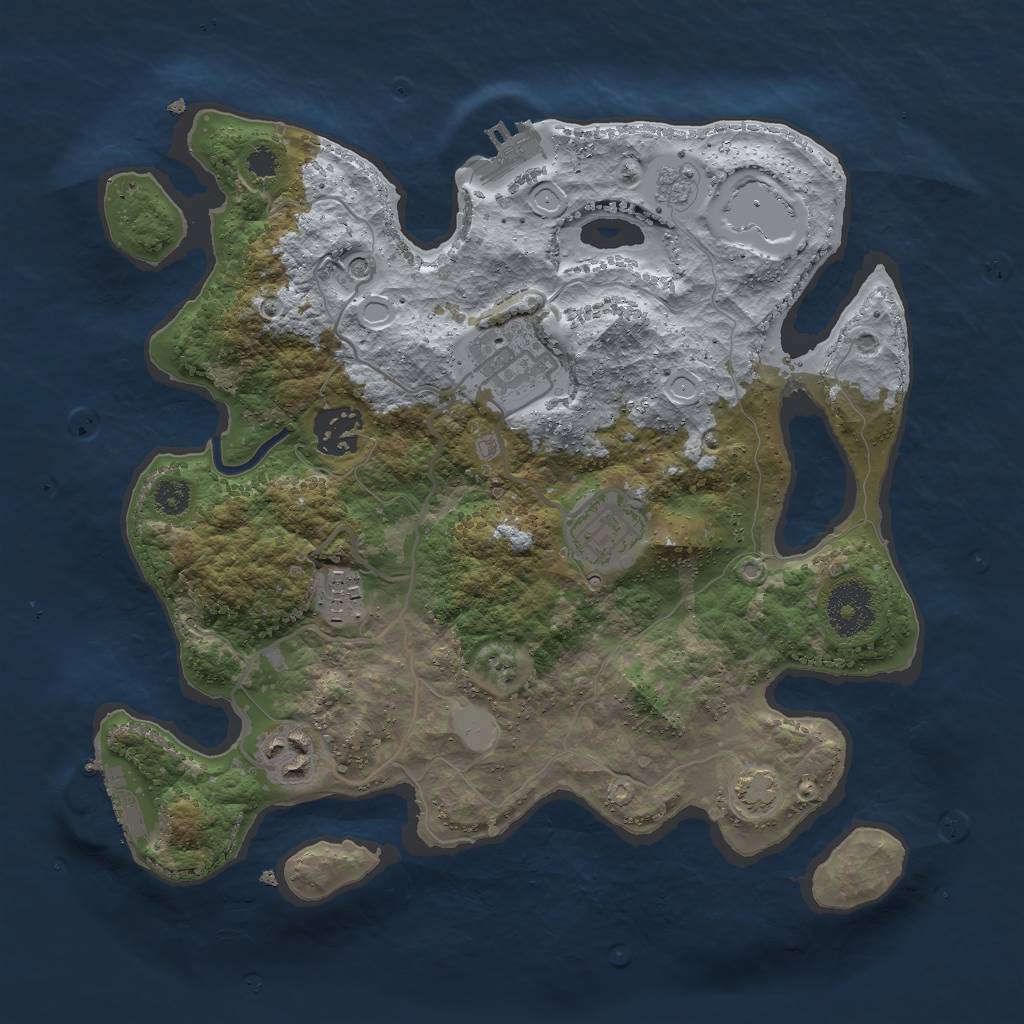 Rust Map: Procedural Map, Size: 3000, Seed: 744173277, 12 Monuments