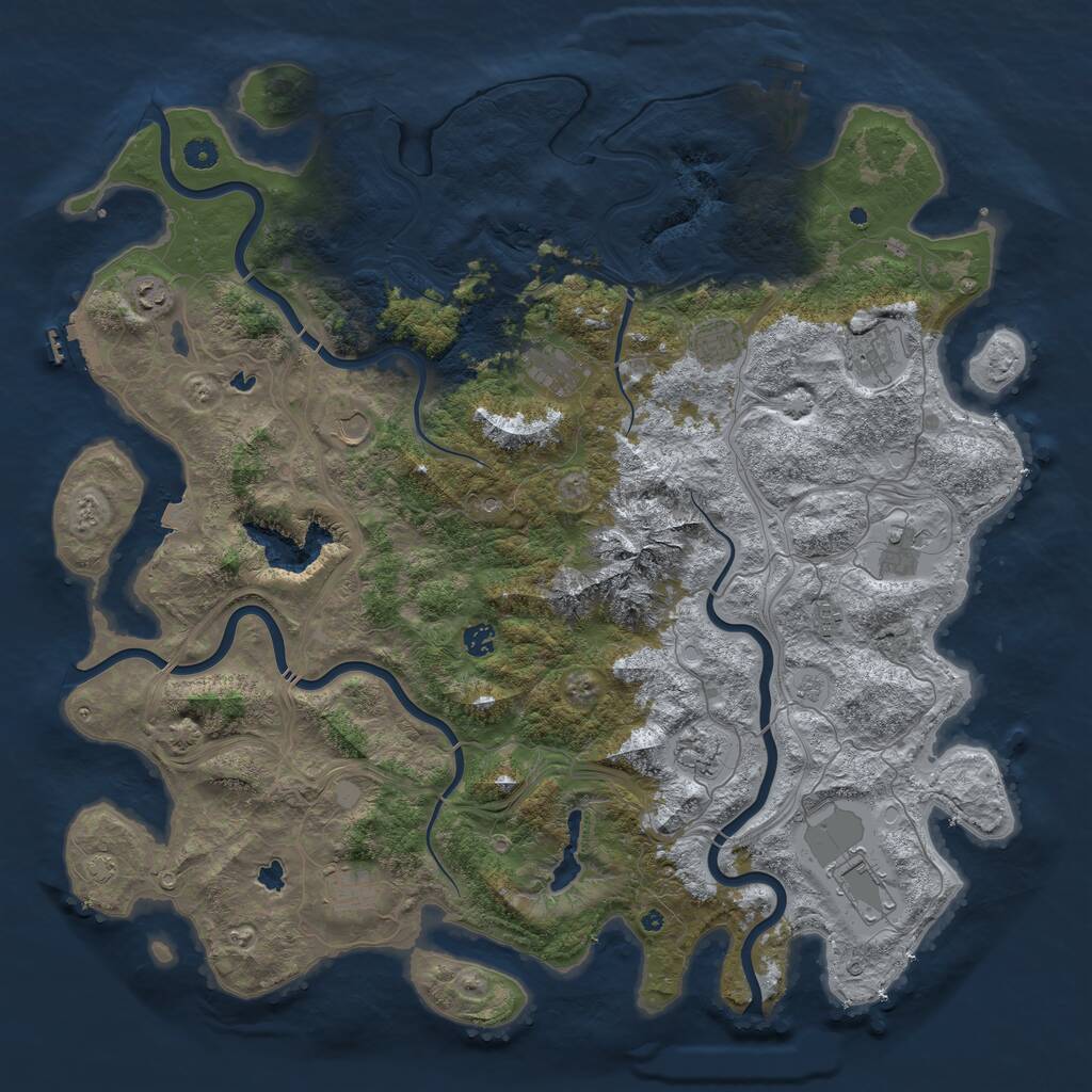 Rust Map: Procedural Map, Size: 5000, Seed: 2921745, 17 Monuments