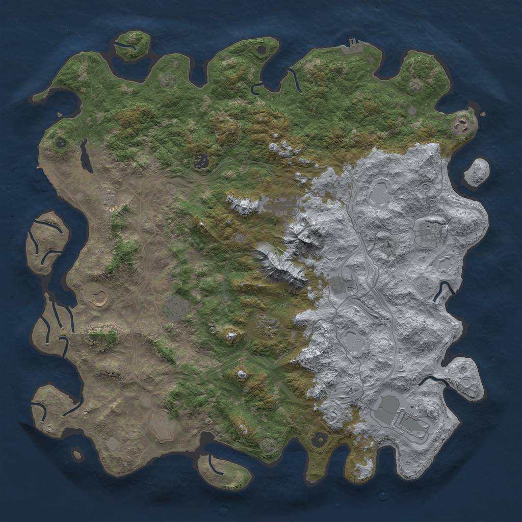 Rust Map: Procedural Map, Size: 5000, Seed: 2921745, 18 Monuments