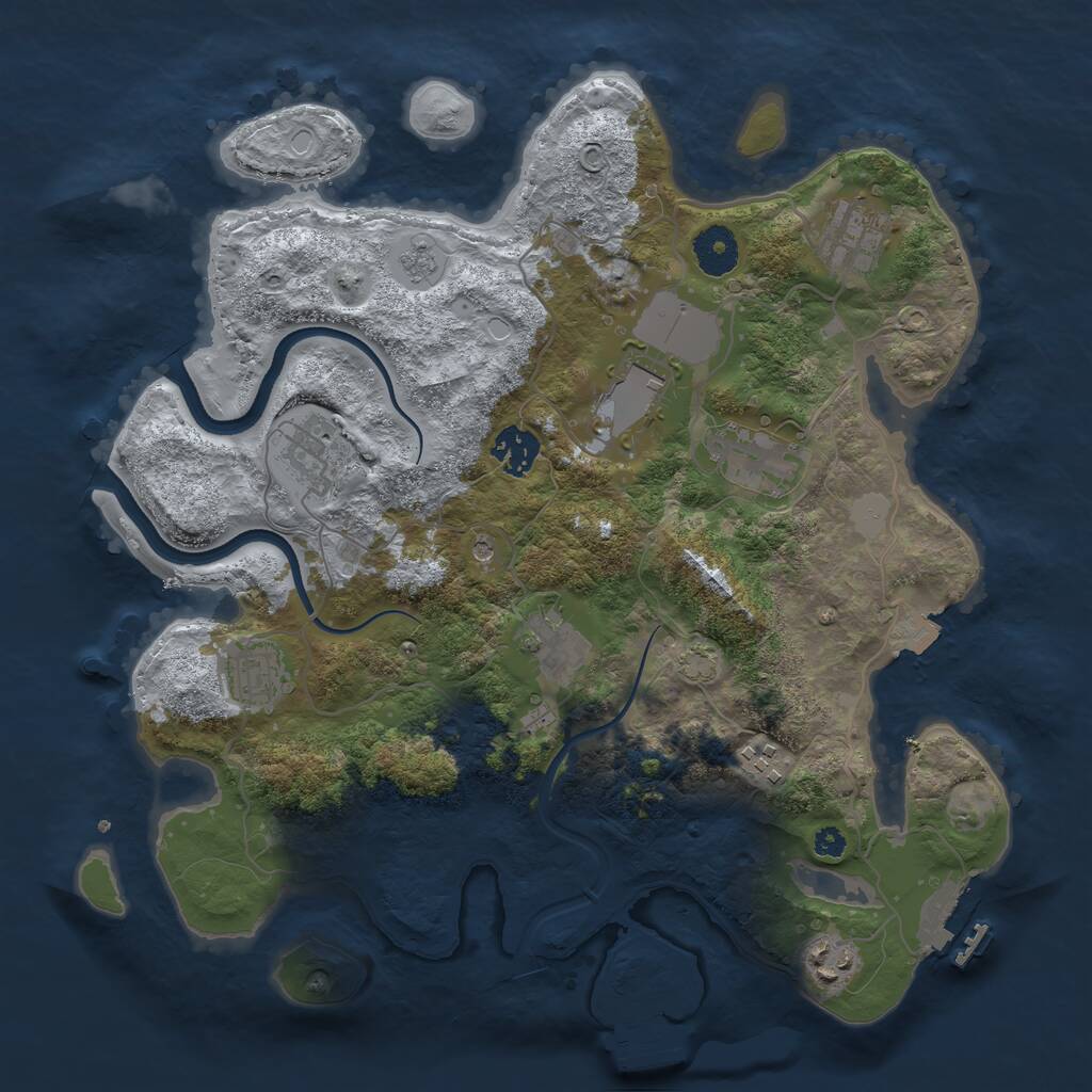 Rust Map: Procedural Map, Size: 3500, Seed: 1305894682, 15 Monuments