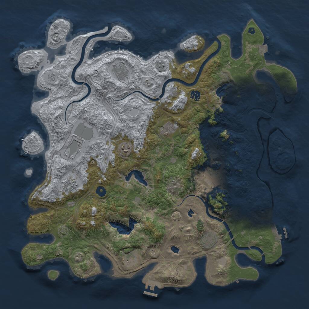 Rust Map: Procedural Map, Size: 4500, Seed: 2132007037, 16 Monuments