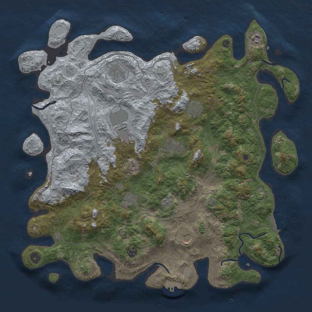 Rust Map: Procedural Map, Size: 4500, Seed: 2132007037, 16 Monuments