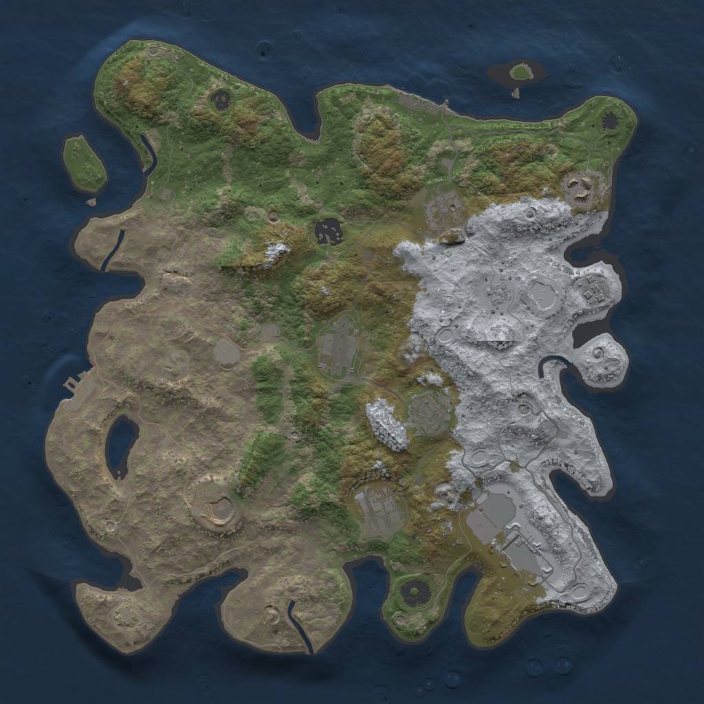 Rust Map: Procedural Map, Size: 3700, Seed: 894794632, 16 Monuments