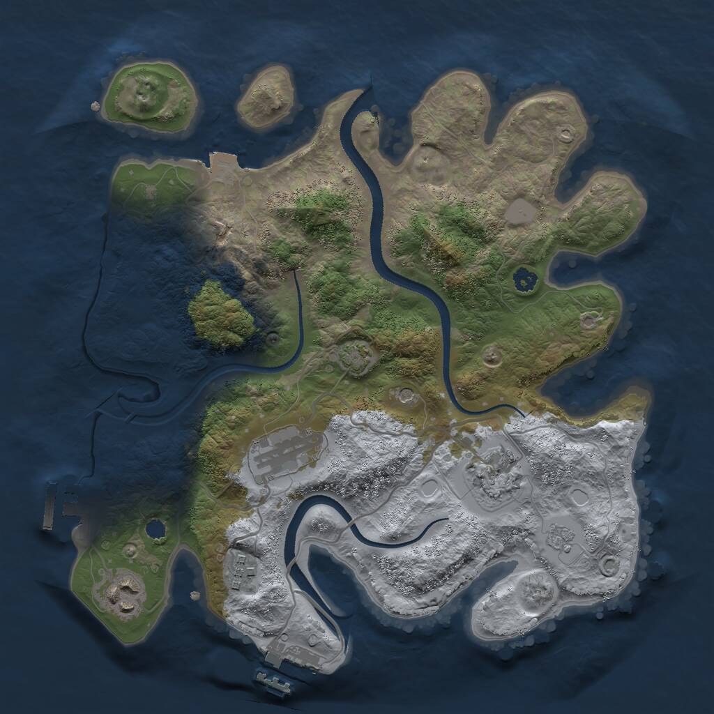 Rust Map: Procedural Map, Size: 3000, Seed: 42042, 10 Monuments