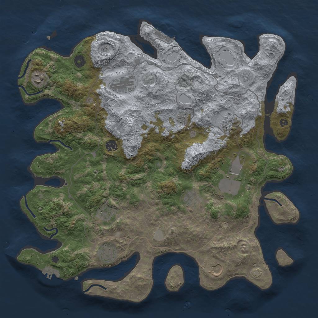 Rust Map: Procedural Map, Size: 4000, Seed: 294998384, 17 Monuments