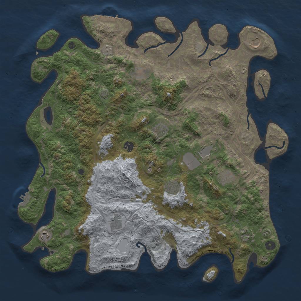 Rust Map: Procedural Map, Size: 4500, Seed: 2111532915, 19 Monuments