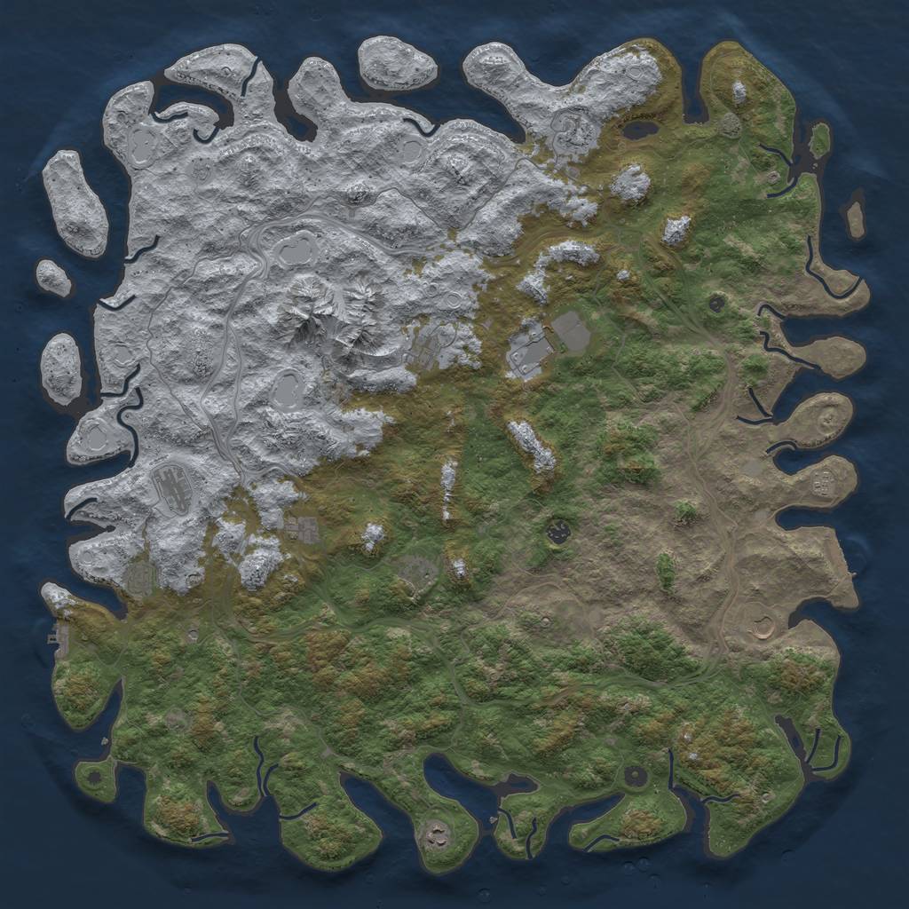 Rust Map: Procedural Map, Size: 6000, Seed: 83949452, 18 Monuments