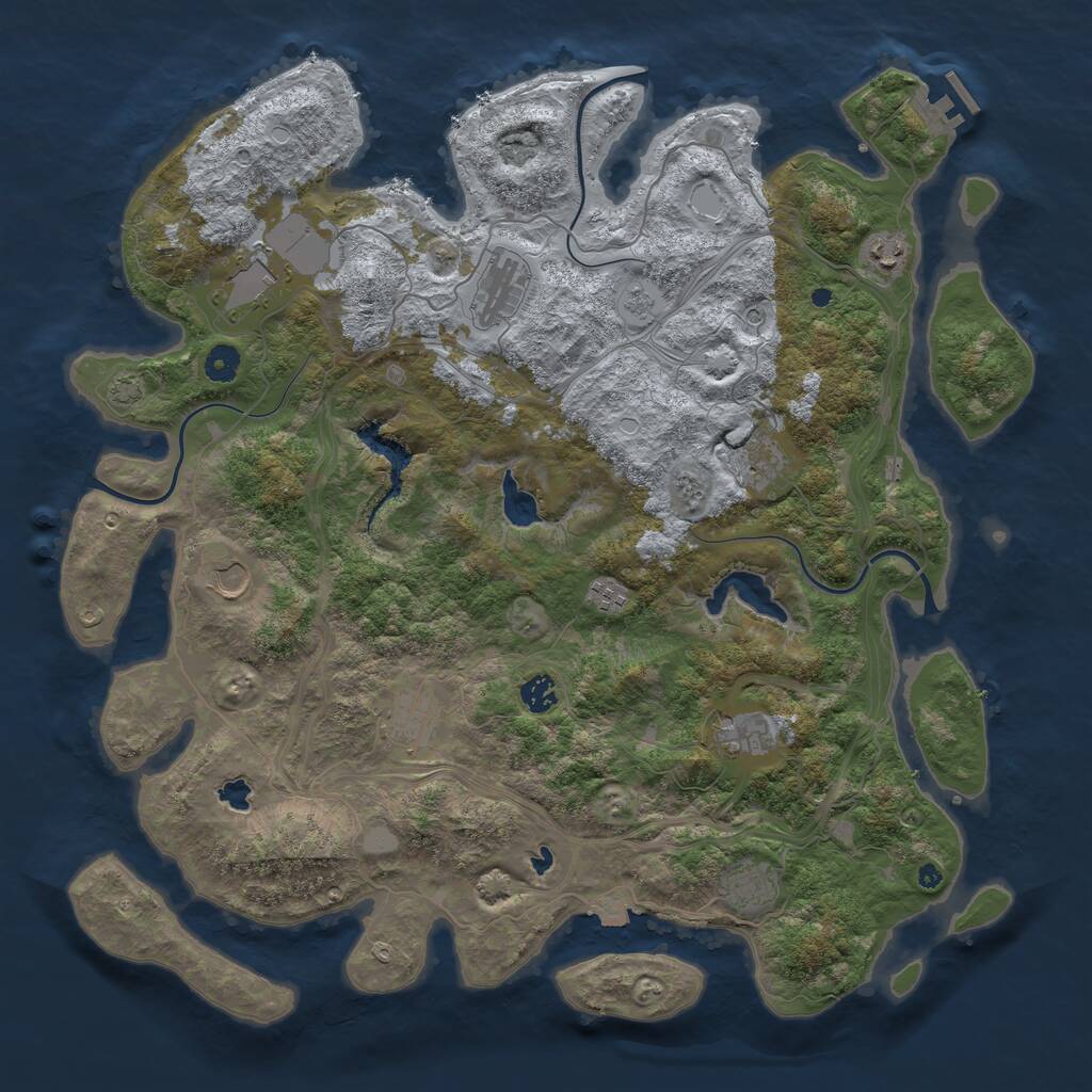 Rust Map: Procedural Map, Size: 4500, Seed: 1628068541, 15 Monuments