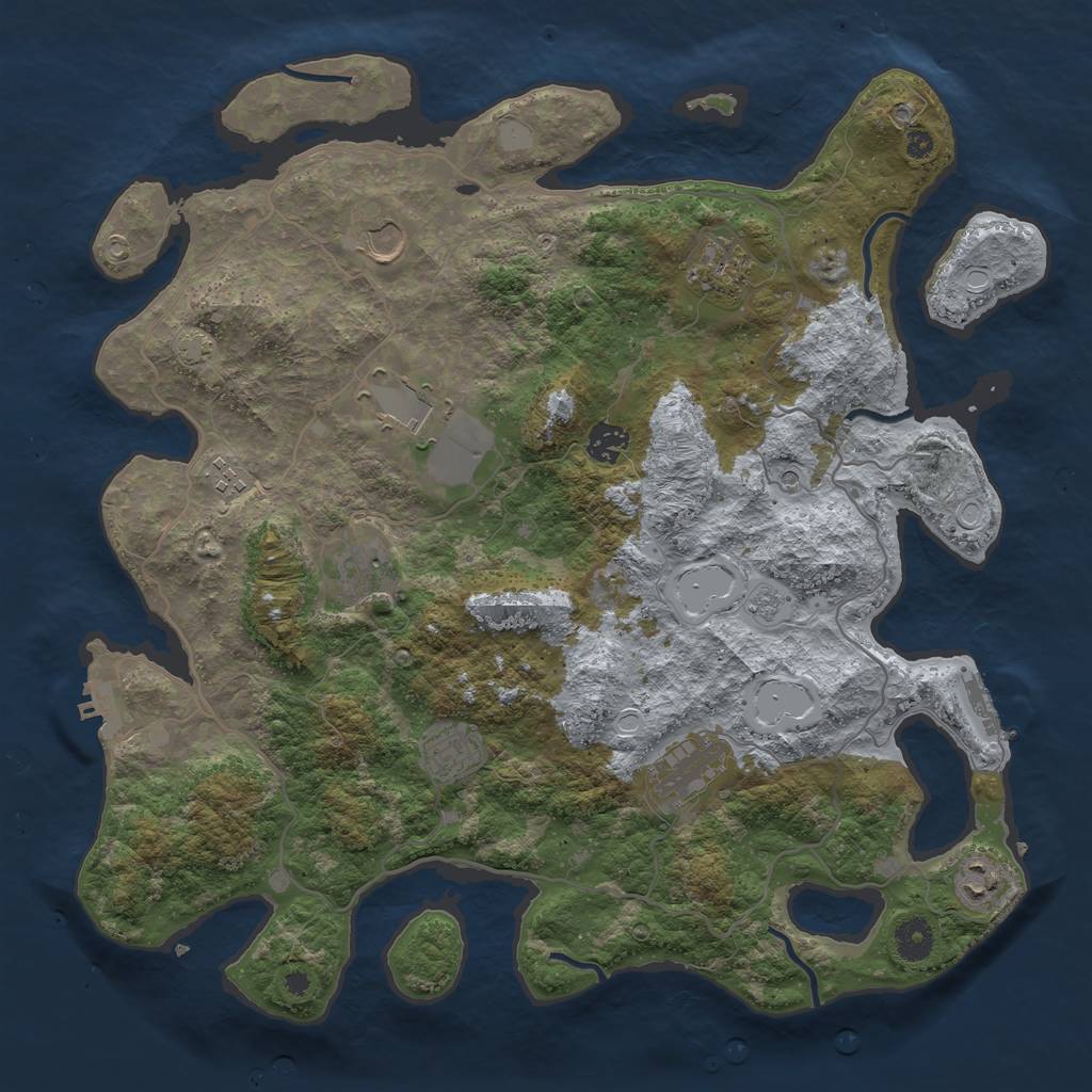 Rust Map: Procedural Map, Size: 4000, Seed: 20230504, 16 Monuments