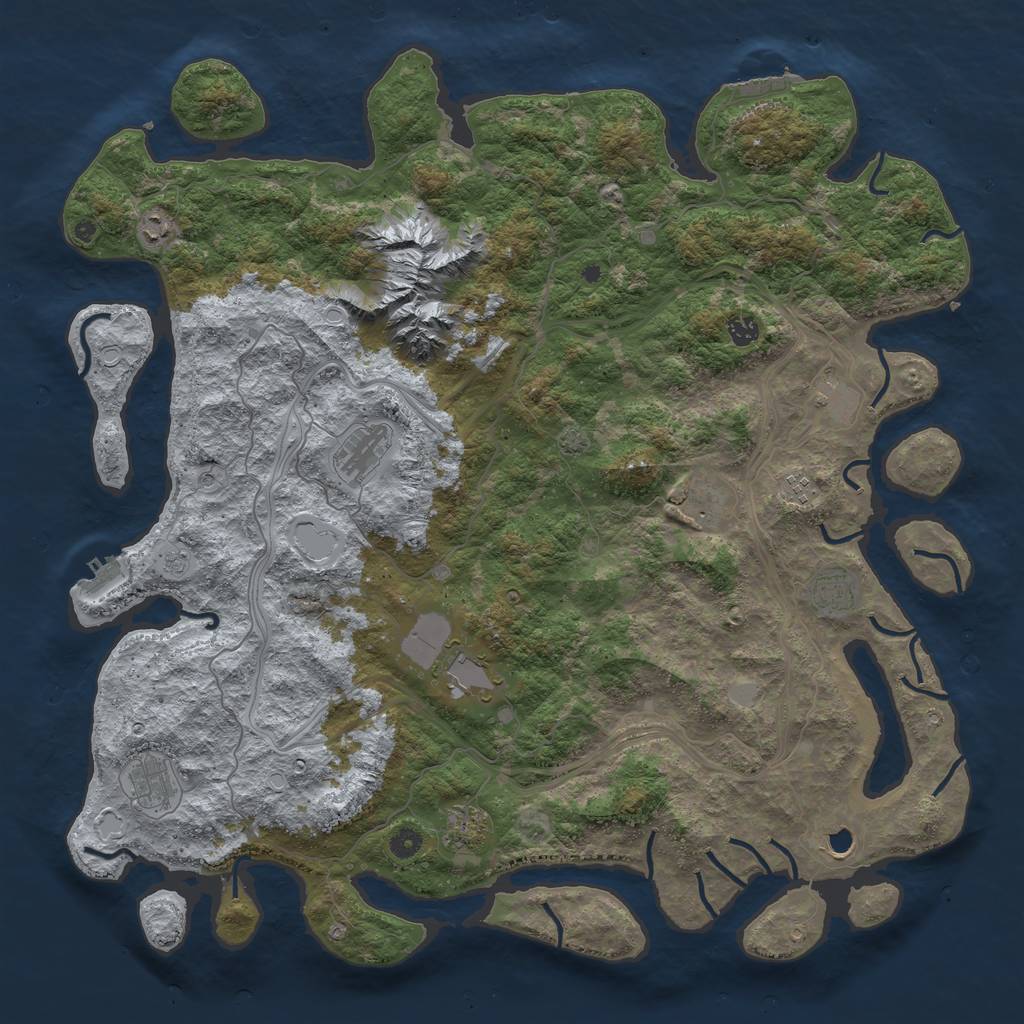 Rust Map: Procedural Map, Size: 5000, Seed: 153957, 18 Monuments