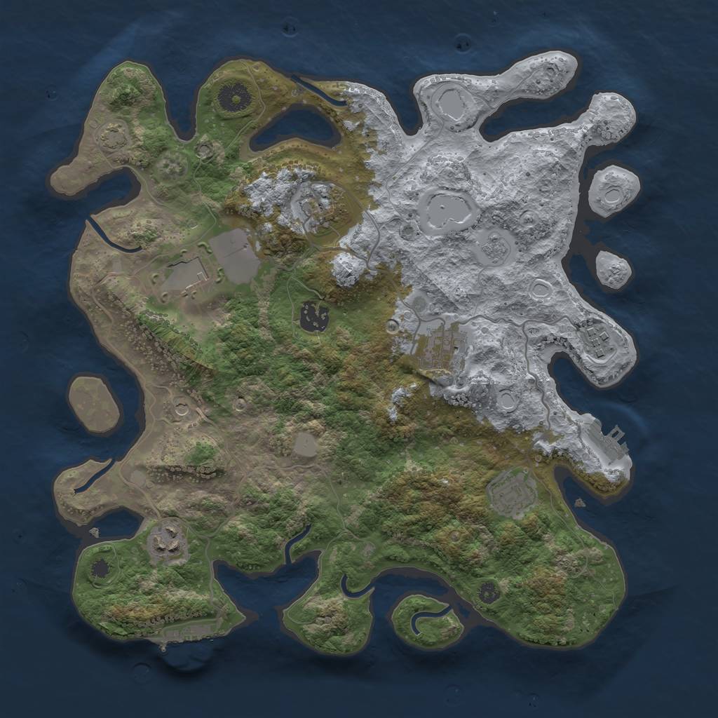 Rust Map: Procedural Map, Size: 3500, Seed: 1521759827, 14 Monuments